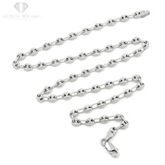 925 Sterling Silver 4.5mm Puff Mariner Hollow Rhodium Plated Chain