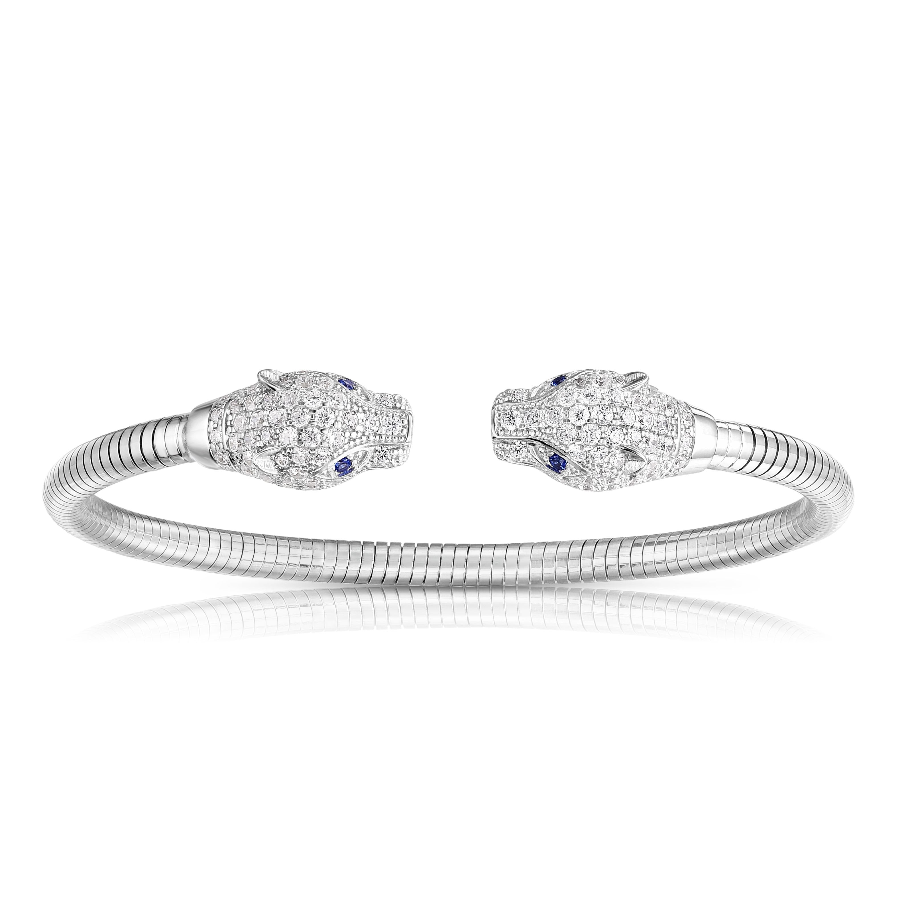 925 Sterling Silver Micro Pave Cubic Zirconia Panther Coil