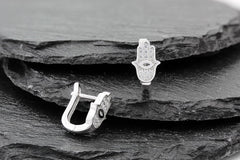 925 Sterling Silver Hamsa, Hand of God Micro Pave LeverBack Earrings