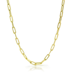 925 Sterling Silver 3.5mm Paper Clip Yellow Gold Plated Chain