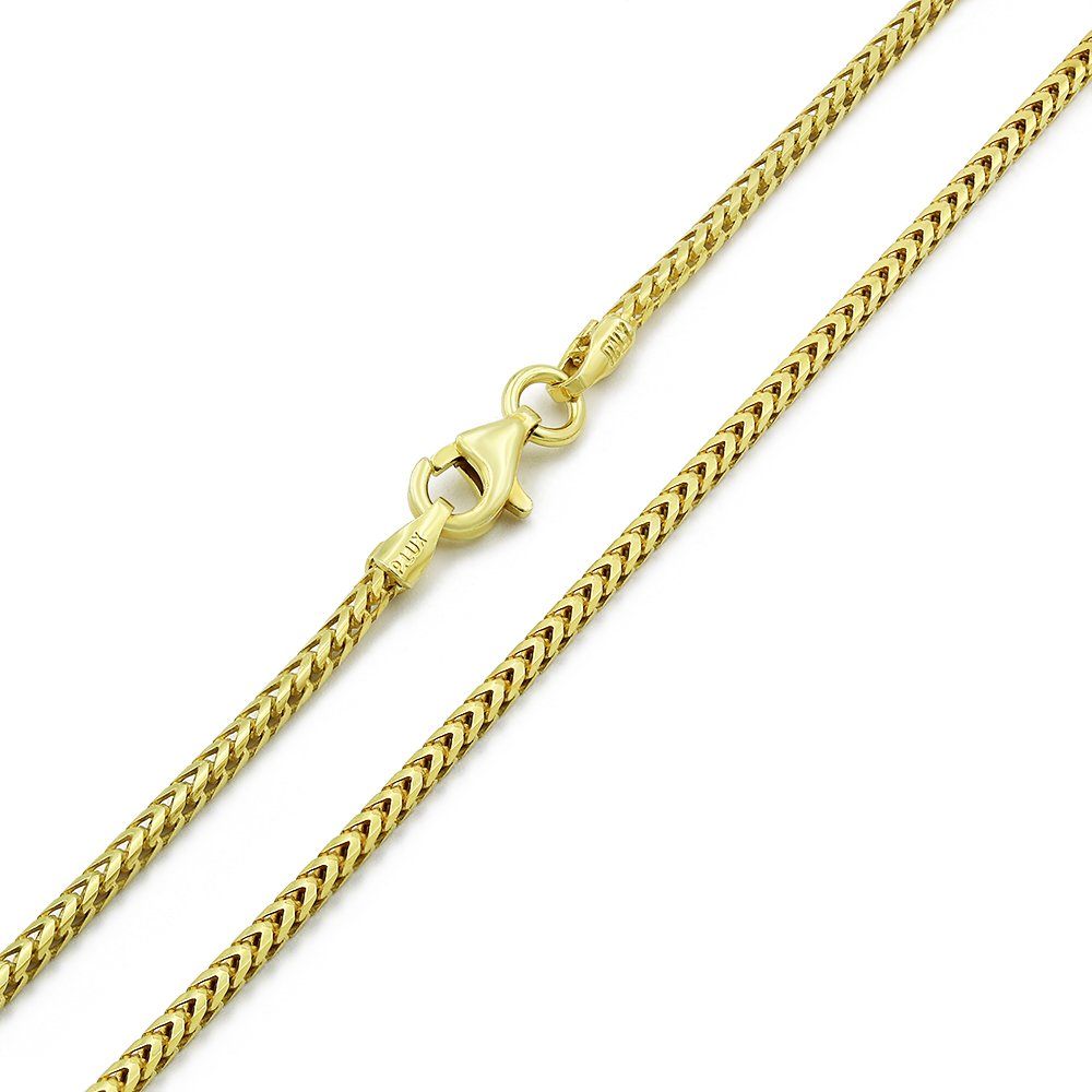 1.5mm 14k Gold Finish 925 Sterling Silver Franco Chain Necklace - JewelryFresh