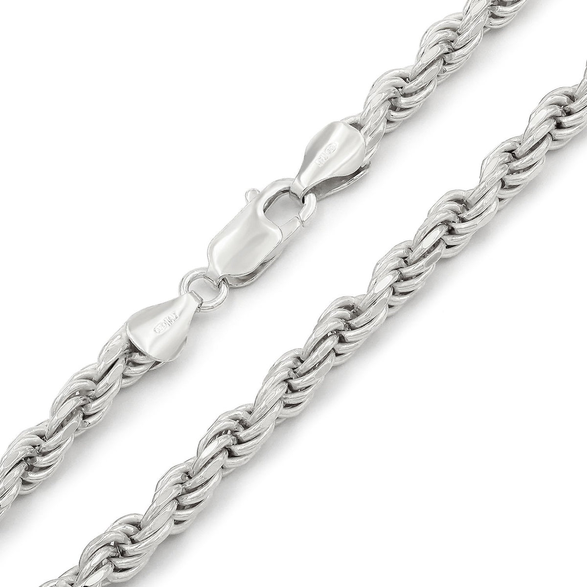 925 Sterling Silver Solid Rope 5mm Diamond Cut ITProLux Chain