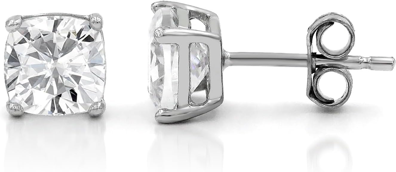 Orecchini Push Back Unisex Orecchino Uomo Donna In Argento Sterling 925 Con CZ - Diametro 7mm, Stile Bling Hip Hop, Nuovo Orecchino Hip Hop Iced Argento Orecchini Push Back Unisex Orecchino Uomo Donna In Argento Sterling 925 Con CZ - Diametro 7mm, Stile Bling Hip Hop, Nuovo Orecchino Hip Hop Iced Argento