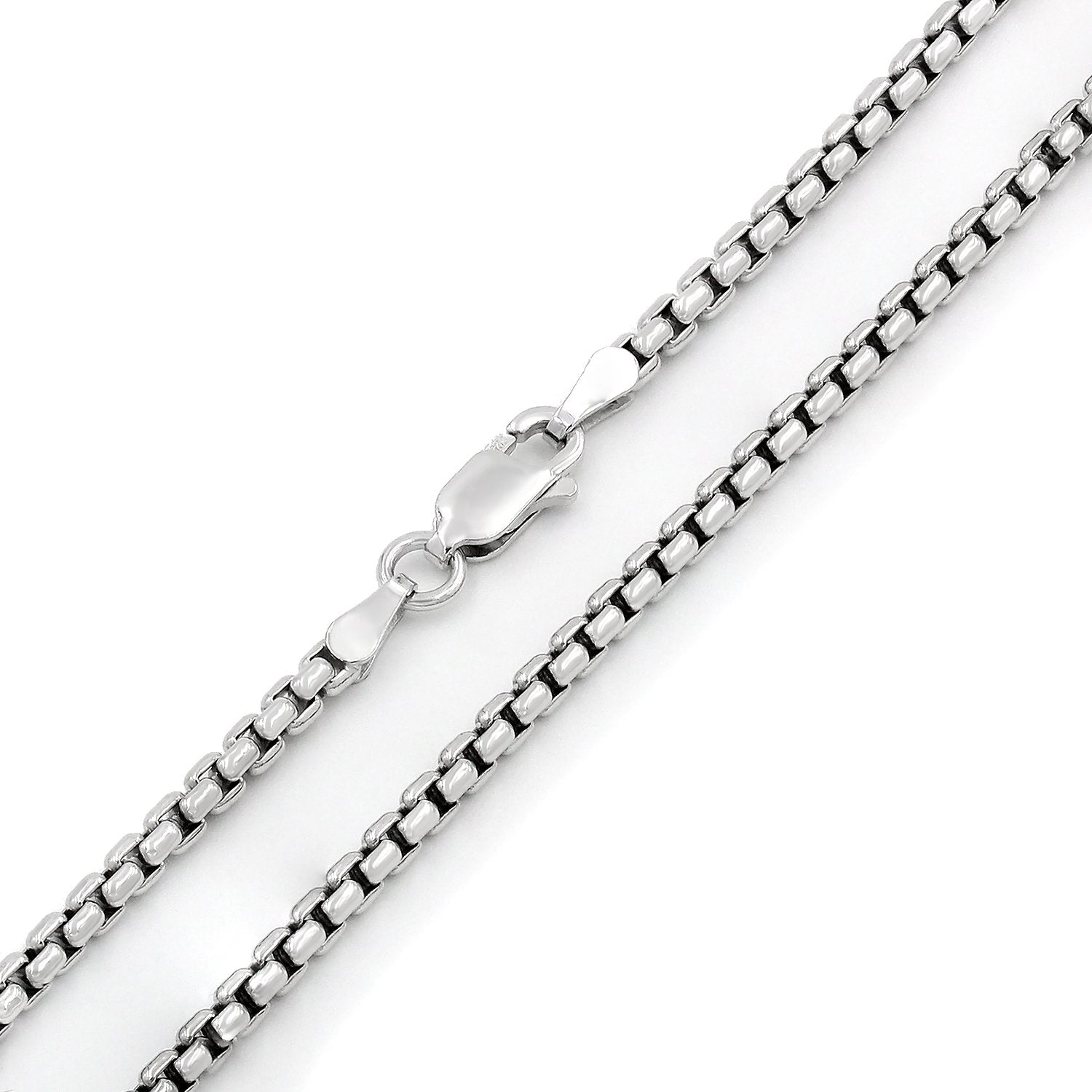 14K White Gold Round Box Hollow Link Chain