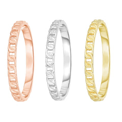 14K Gold Stackable Link Minimalist Rings