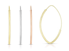 14K Gold Shiny Marquise Fancy Endless Hoop Earrings