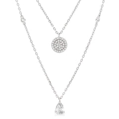 925 Sterling Silver Micro Pave Layered Disc Necklace