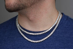 925 Sterling Silver 5mm Round Cut Tennis Necklace, Rhodium Plated