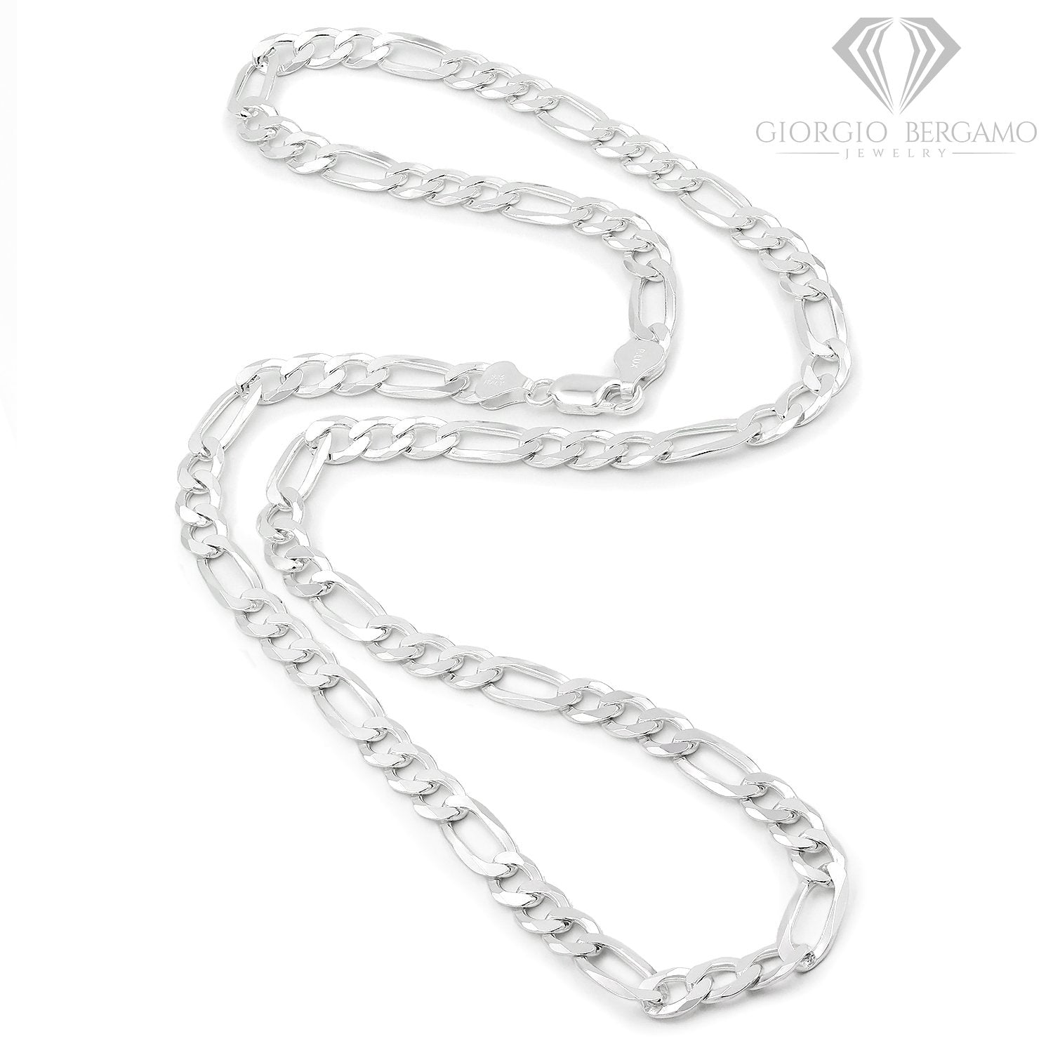 925 Sterling Silver Solid Figaro 6.5mm ITProLux Link Chain