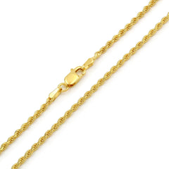 10K Yellow Gold 2mm Solid Rope Diamond Cut Chain