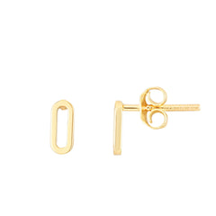14K Gold Minimalist Trendy Paper Clip Stud Earrings