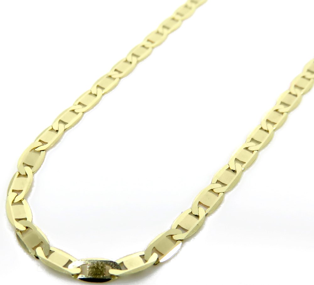 10K Yellow Gold 2.5mm Flat Mariner Anchor Link Chain