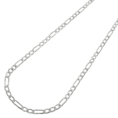 14K White Gold 2.5mm Solid Figaro Link Chain