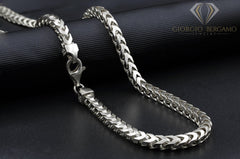 925 Sterling Silver 5.5mm Solid Franco Rhodium Chain