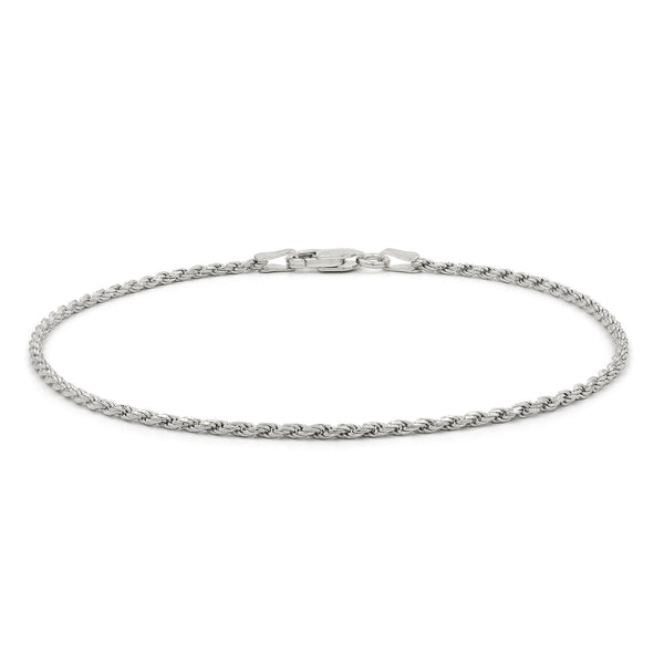 9mm White Gold Iced-Out Diamond-Cut Rope Chain Bracelet, Twisted Rope | Rope  bracelet men, Sterling silver bracelets, Selling jewelry