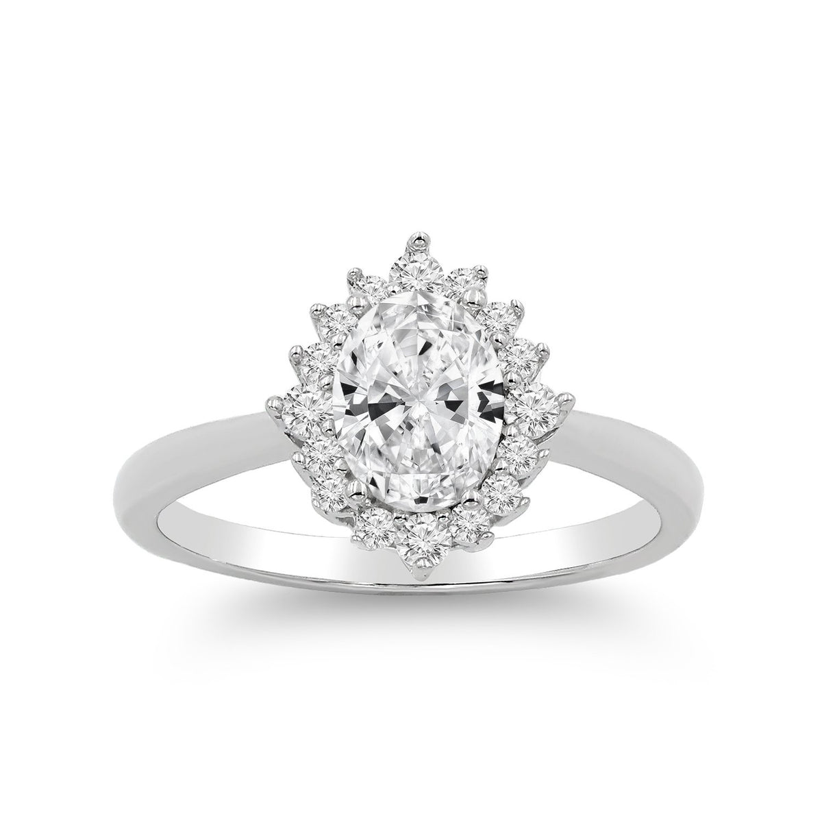 1.50 CTTW Moissanite Oval Halo Engagement Ring in 925 Sterling Silver