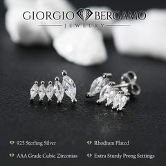925 Sterling Silver CZ Ear Crawler & Solitaire Stud Earring Set