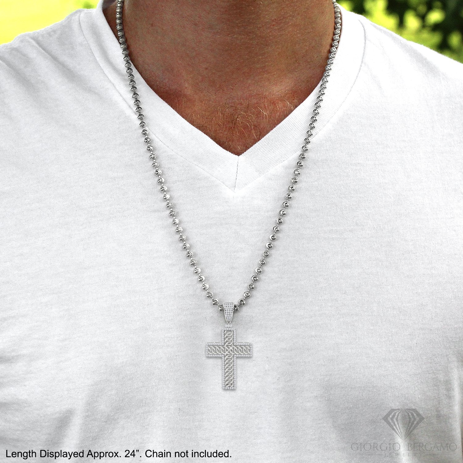 925 Sterling Silver Micro Pave Woven Cross Pendant Only