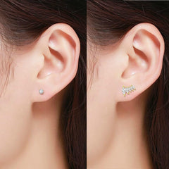 925 Sterling Silver CZ Ear Crawler & Solitaire Stud Earring Set
