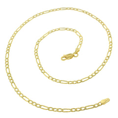 14K Yellow Gold 3mm Solid Figaro Link Chain