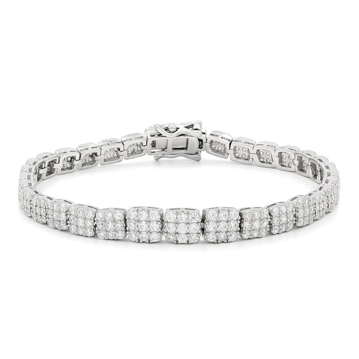 925 Sterling Silver Graduated Micro Pave Ladies Bracelet