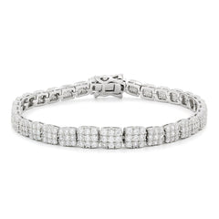 925 Sterling Silver Graduated Micro Pave Ladies Bracelet