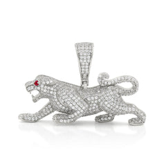 925 Sterling Silver Micro Pave 3D Panther Pendant Only