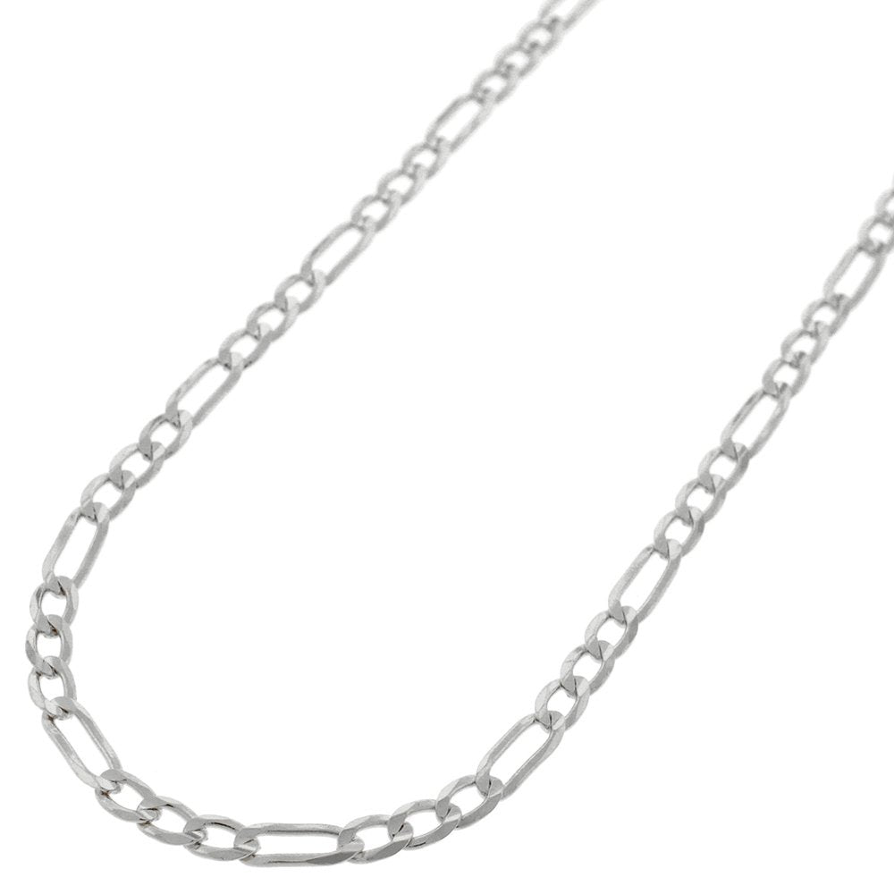 14K White Gold 3mm Solid Figaro Link Chain