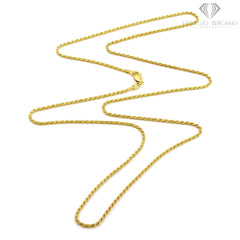 14K Yellow Gold 1.5mm Solid Rope Diamond Cut Chain