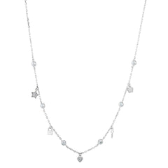 925 Sterling Silver Cubic Zirconia By The Yard Charm Necklace