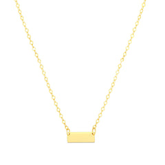 14K Gold Polished Minimalist Bar Pendant Necklace
