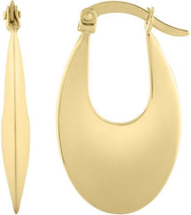 14K Yellow Gold Creole Oval Statement Hoop Earrings