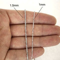 14K White Gold 1mm Sparkle Chain