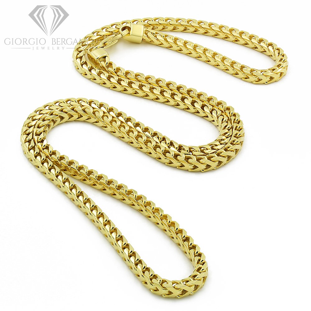 925 Sterling Silver 3.5mm Solid Franco Gold Plated Chain