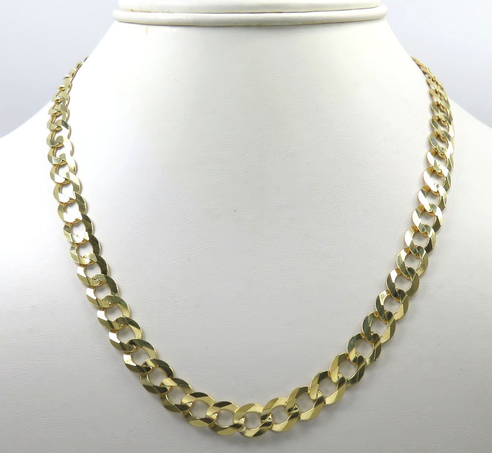 14K Yellow Gold 8mm Solid Cuban Curb Link Chain