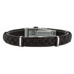 316L Stainless Steel Genuine Leather Braided Station Bracelet