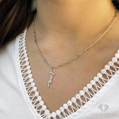 925 Sterling Silver Gold Plated Paper Clip Chain With Script Love Pendant Necklace