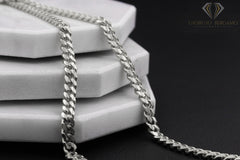 925 Sterling Silver 4mm Solid Miami Cuban Link Rhodium Chain