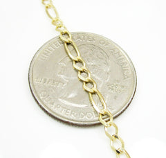 14K Yellow Gold 3mm Solid Figaro Link Chain