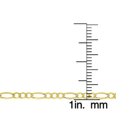 14K Yellow Gold 2.5mm Hollow Figaro Link Chain