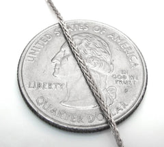 14K White Gold Solid Round Wheat 1mm Diamond Cut Chain