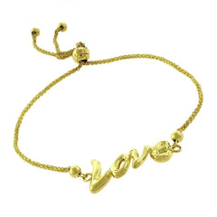 14K Yellow Gold Love Adjustable Pull Bolo Bracelet