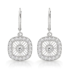 1.50 CTTW Moissanite Leverback Caged Drop Earrings in 925 Sterling Silver