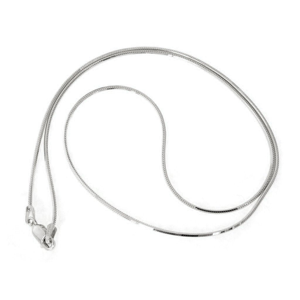 JewelStop 14k Solid White Gold 0.9 mm Faceted Snake Chain Necklace
