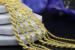 14K Yellow Gold 1.5mm Solid Rope Diamond Cut Chain
