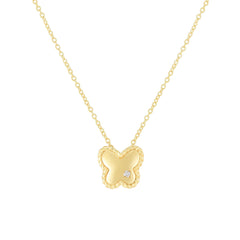 14K Yellow Gold Diamond Accent Butterfly Pendant Necklace