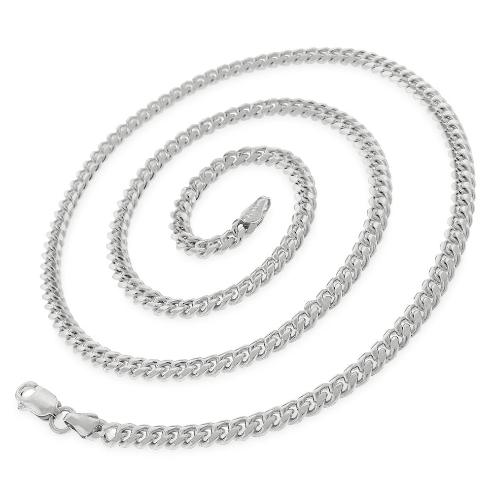 925 Sterling Silver Men's Solid Cuban Curb Link Chain