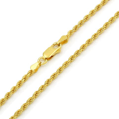 14K Yellow Gold 2.5mm Solid Rope Diamond Cut Chain
