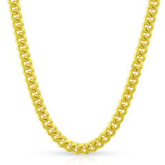 925 Italian Sterling Silver 4mm Solid Miami Cuban Gold Plated Chain