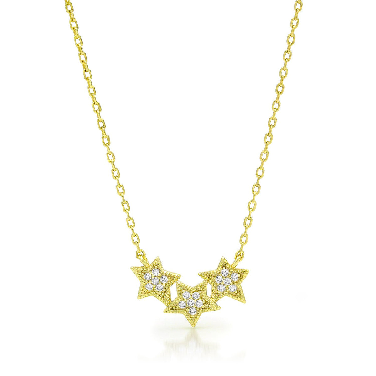 925 Sterling Silver Gold Plated Curved Bar Minimalist Star Necklace